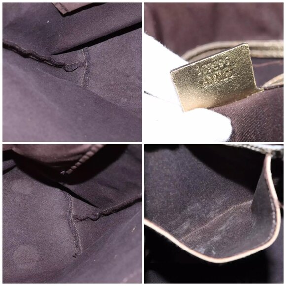 GUCCI GG Crystal Tote Bag Coated Canvas Beige Gold Auth